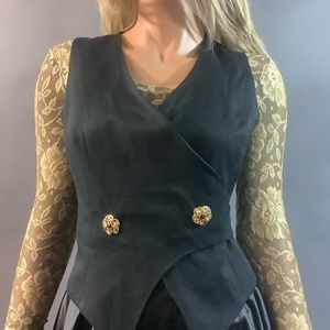 Cline & Co vest 2 decorative jewel buttons, size 6, belt style fastener in back